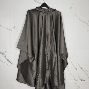 Vtg Coloratura Poncho OS Snap Button Hooded Cape Oversized Rain Lagenlook Hood​